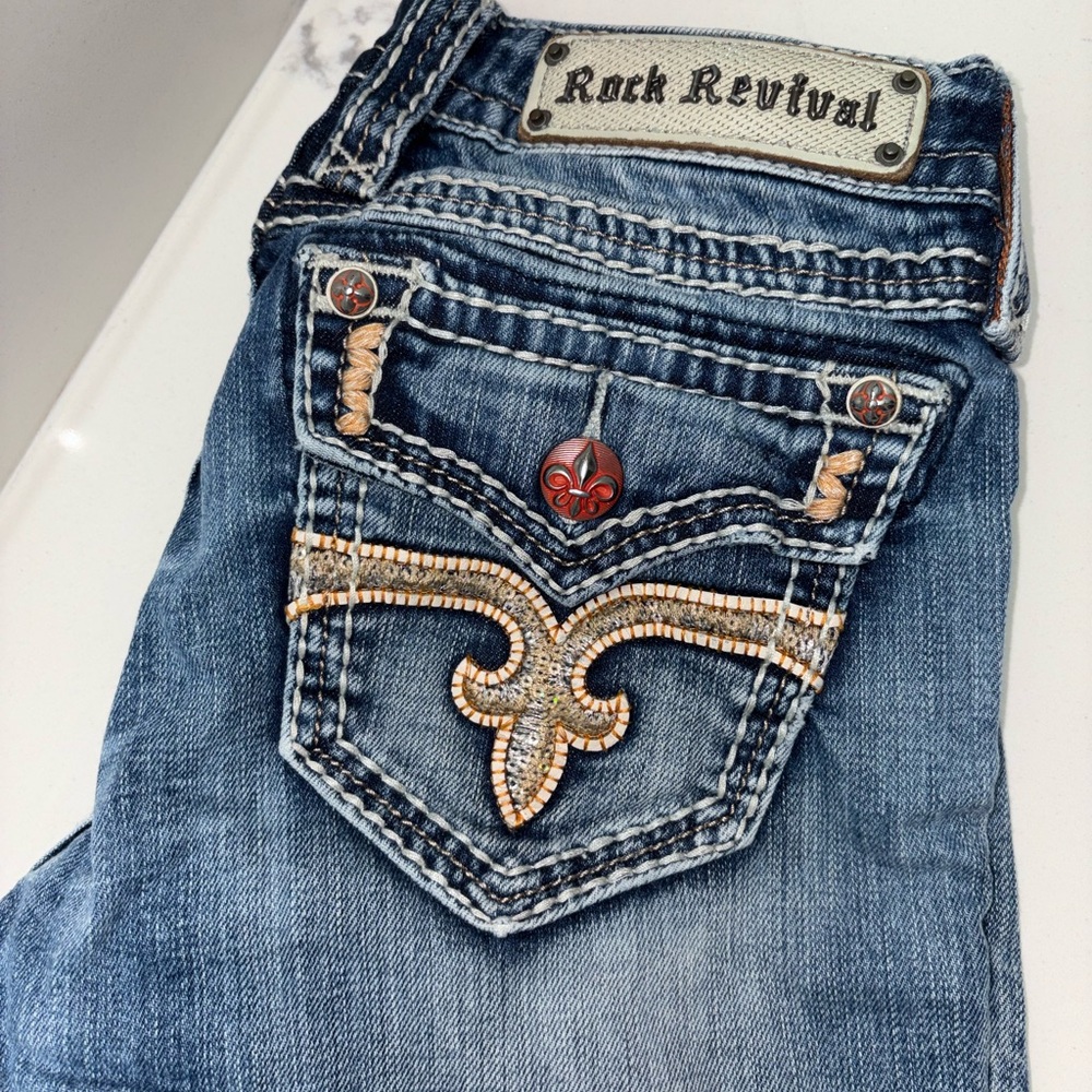 Rock Revival Distressed Blue Boot Cut Jeans